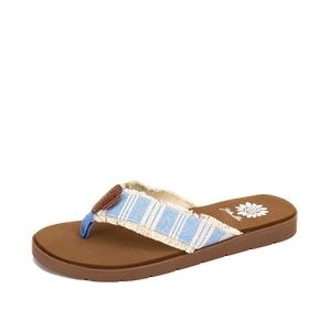 Yellow box Ferma light blue  flip flop medium width new in box